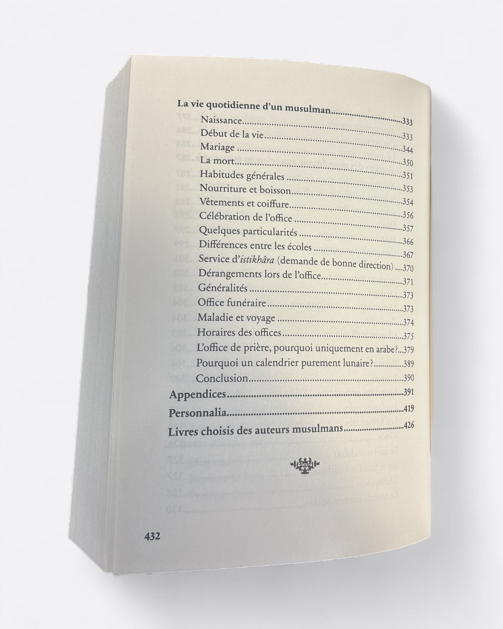 Table des matières - initiation à l'islam Muhammad Hamidullah - Edition Héritage