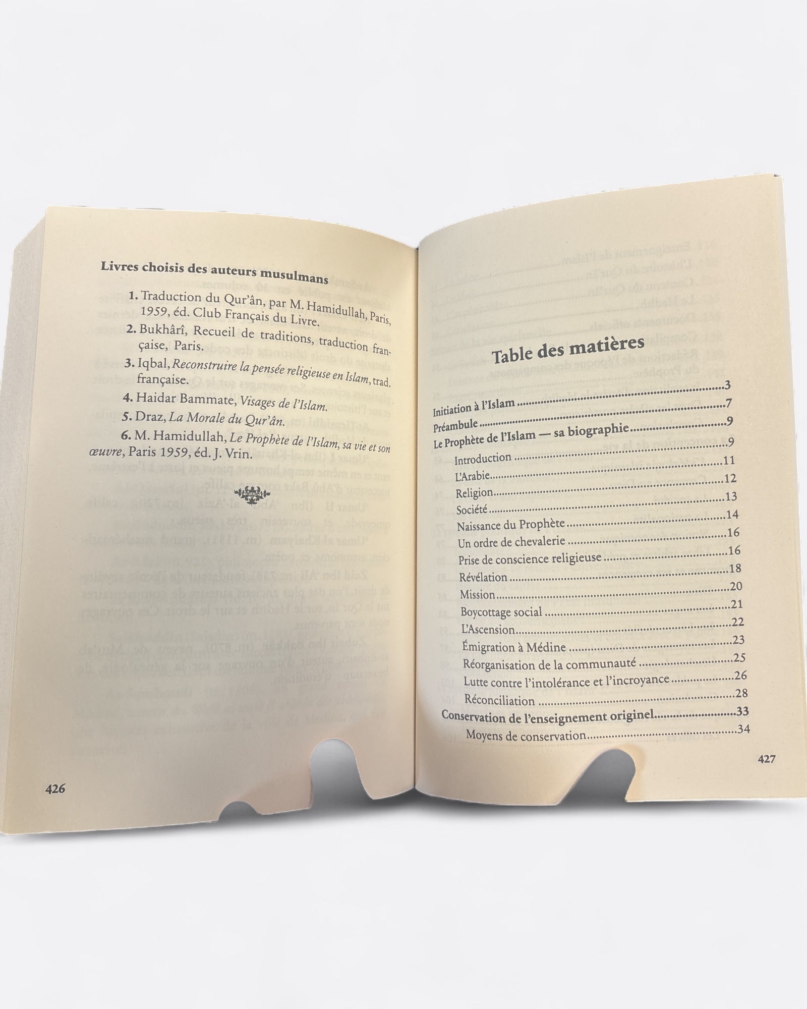 Table des matières - initiation à l'islam Muhammad Hamidullah - Edition Héritage