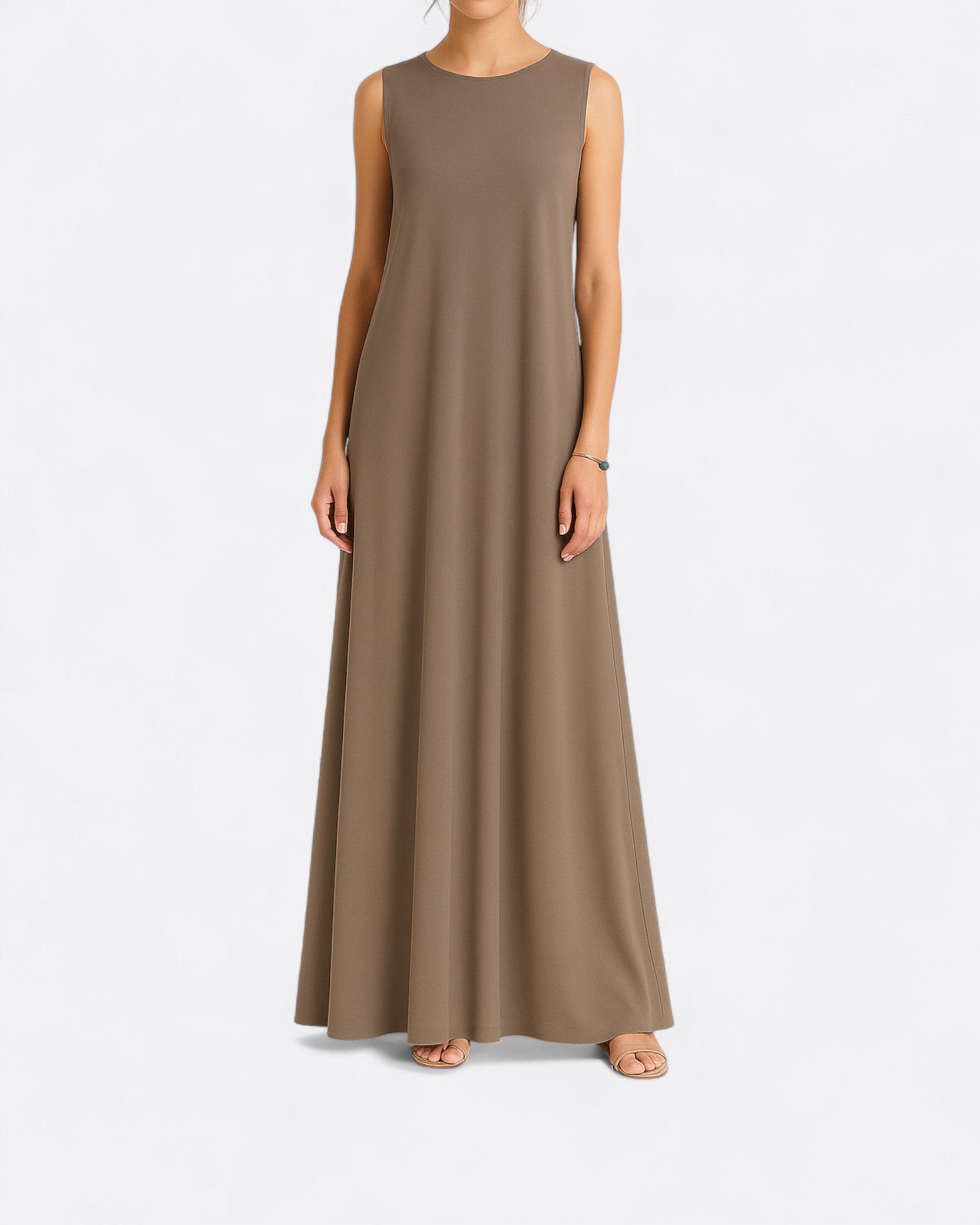 Robe Liwa sans manche premium taupe – élégante, fluide et confortable