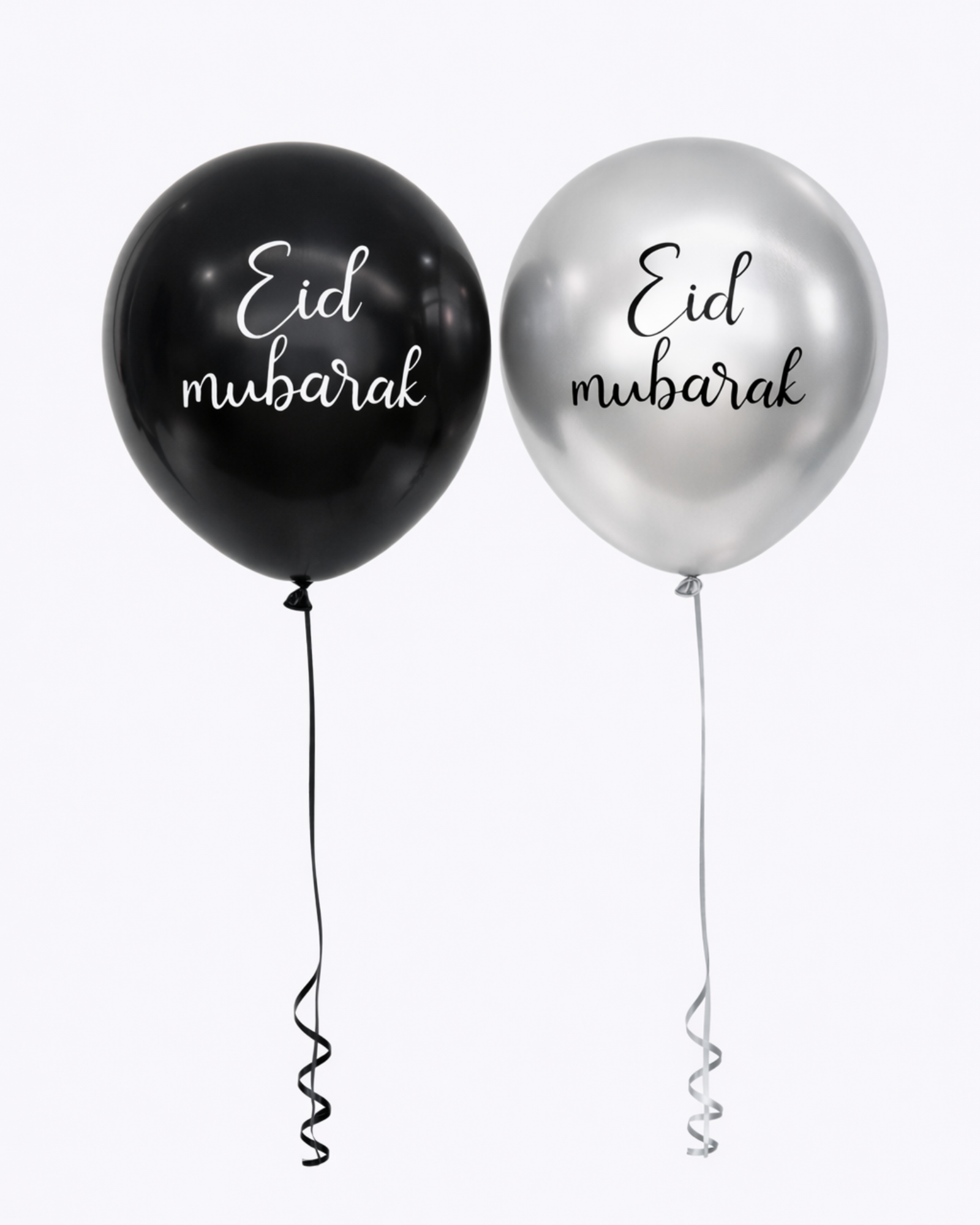 Lot de 10 ballons Eid Mubarak noirs et argentés pour décoration fête Eid et Ramadan - Finition élégante