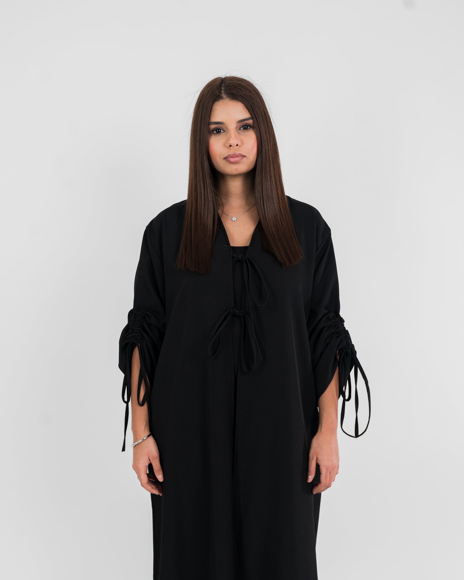 Conjunto de kimono con nudo y pantalones rectos 