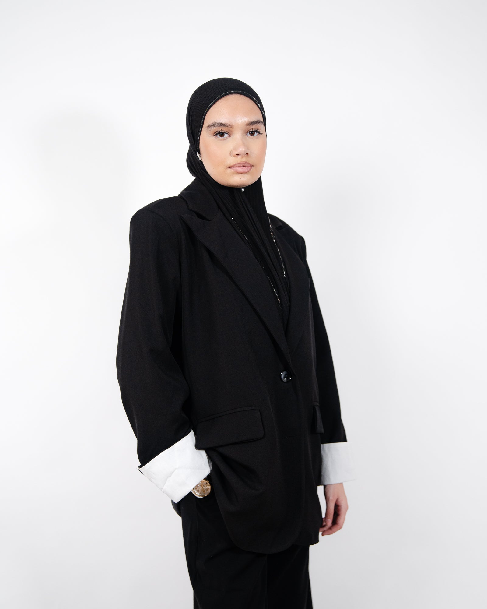 Veste oversize femme avec manches retroussées blanches