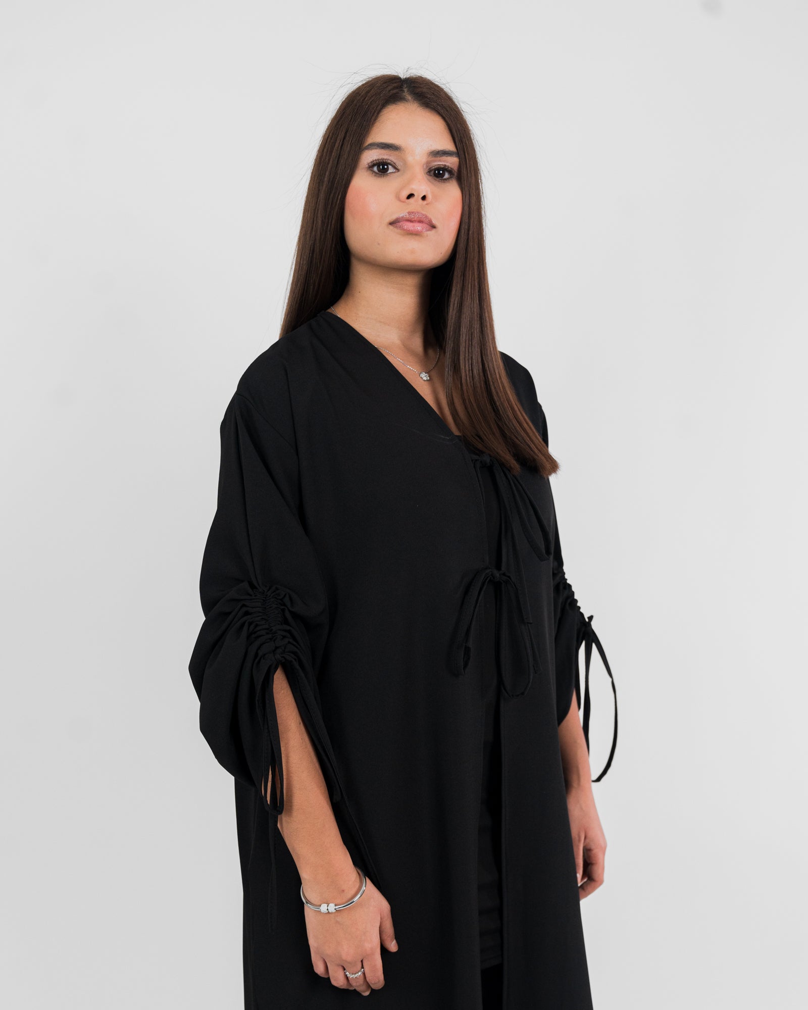 Conjunto de kimono con nudo y pantalones rectos 