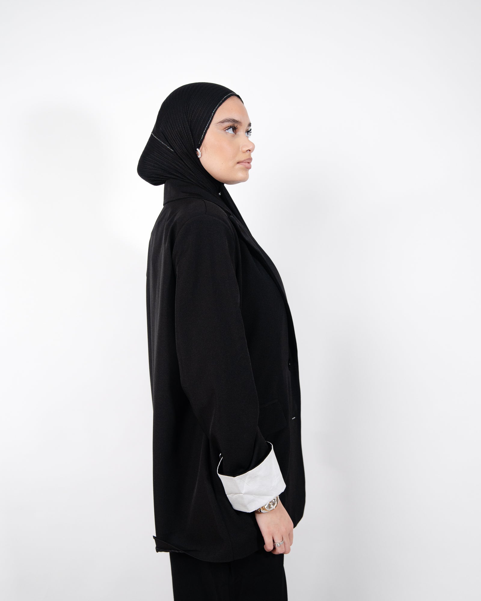 Veste oversize femme avec manches retroussées blanches