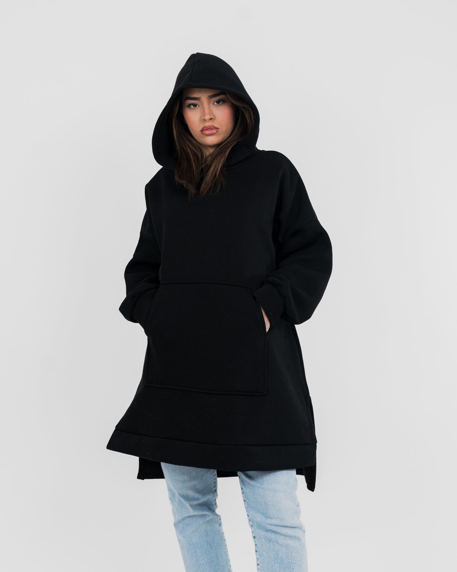 Sweat capuche long oversize