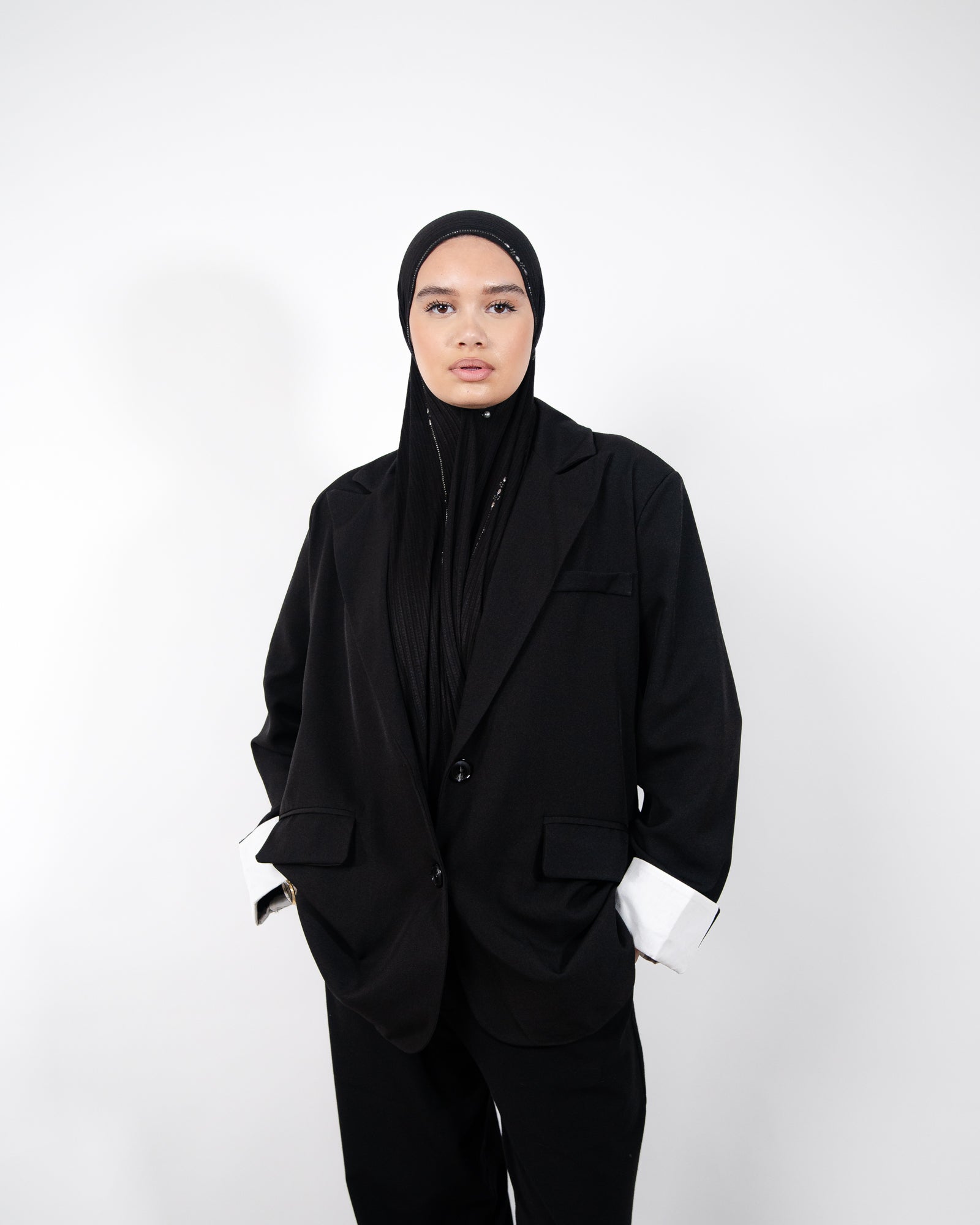 Veste oversize femme avec manches retroussées blanches