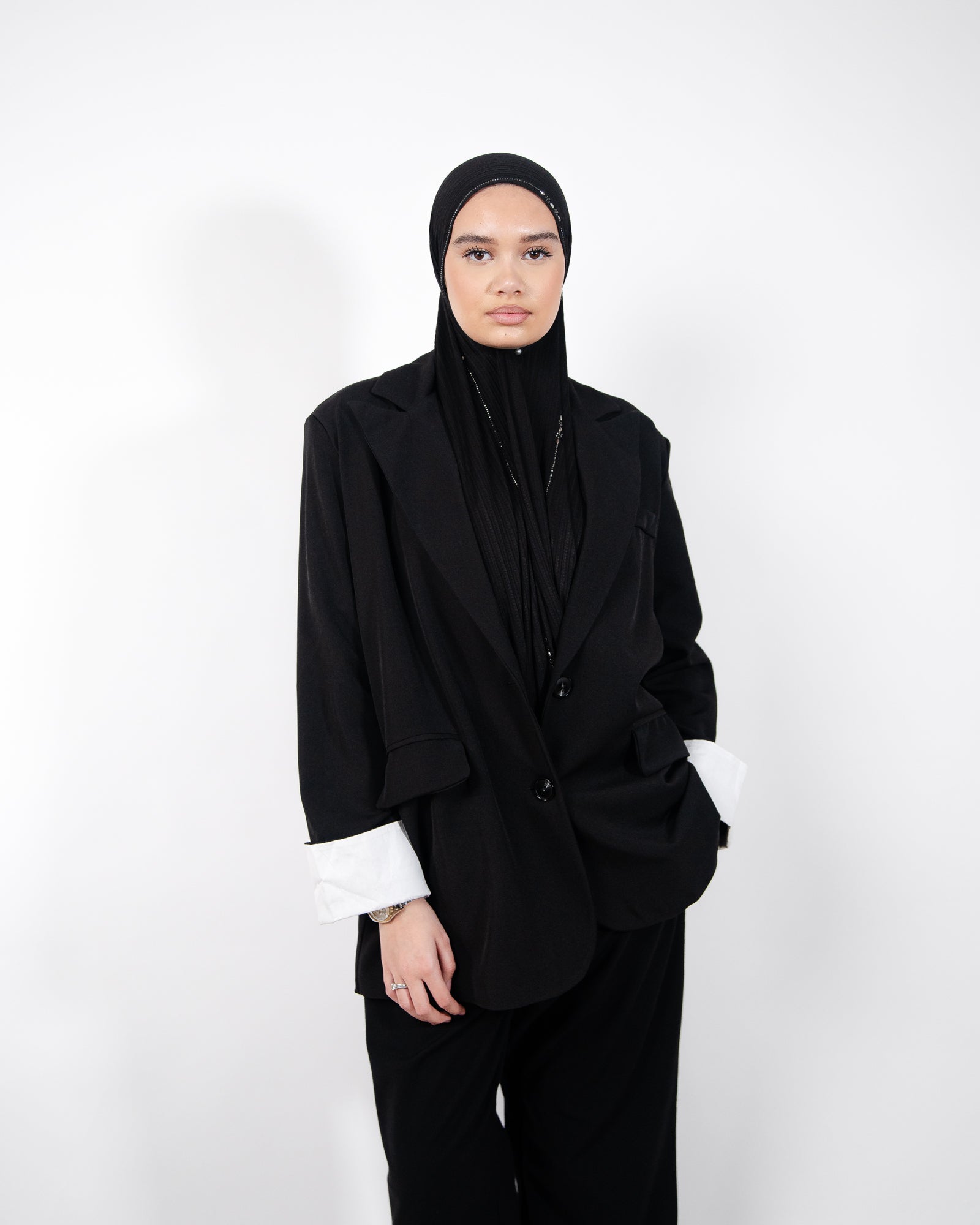 Veste oversize femme avec manches retroussées blanches