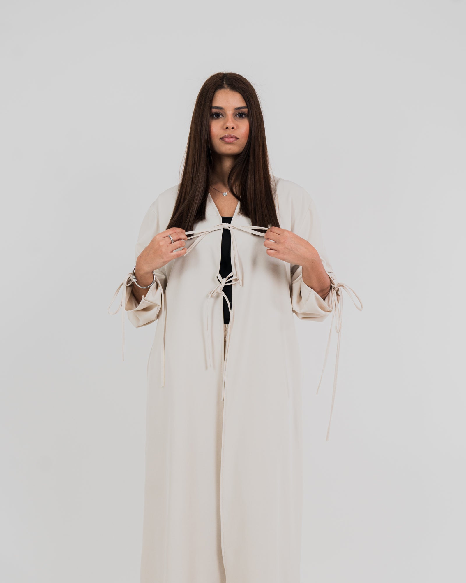 Conjunto de kimono con nudo y pantalones rectos 