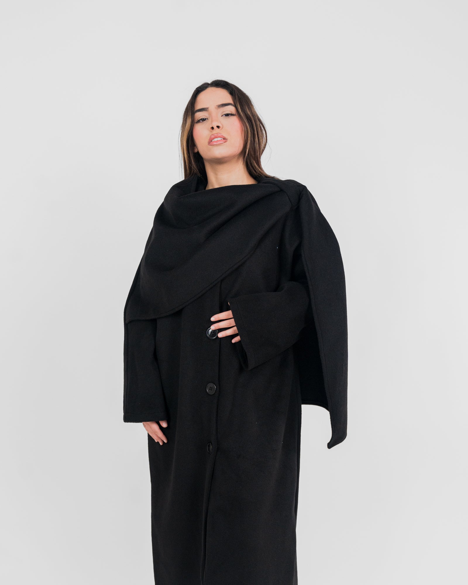 Manteau long avec cape