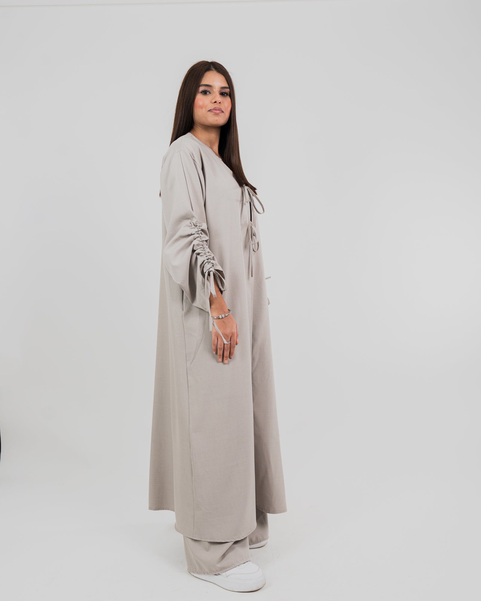 Conjunto de kimono con nudo y pantalones rectos 