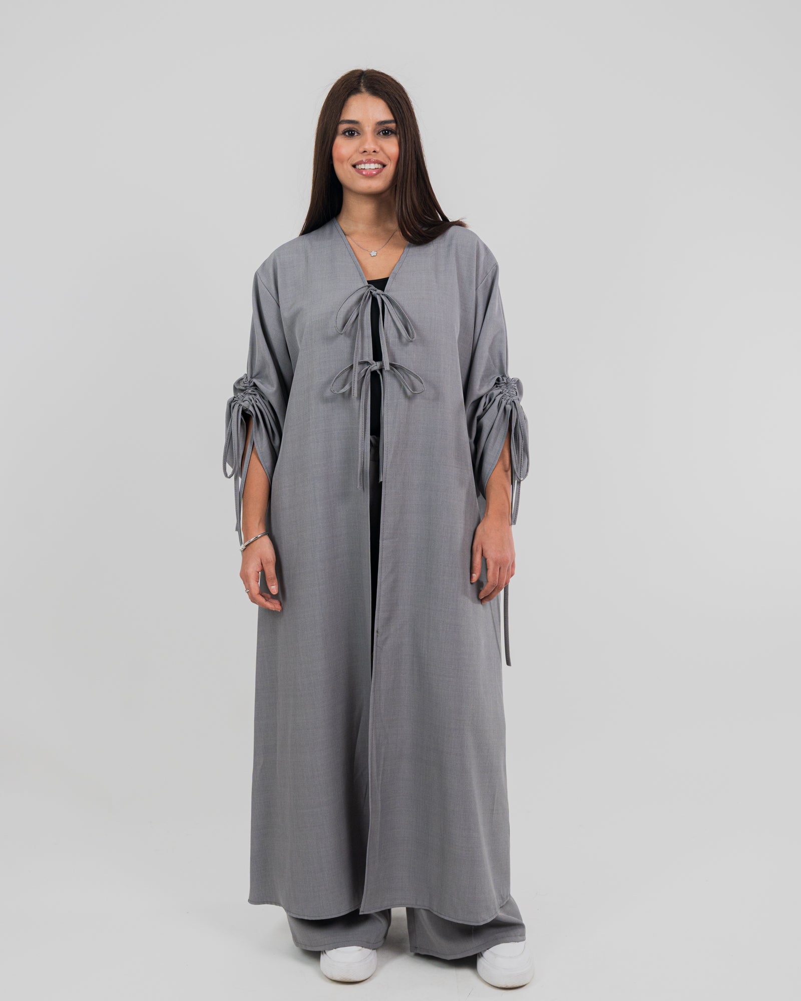 Conjunto de kimono con nudo y pantalones rectos 