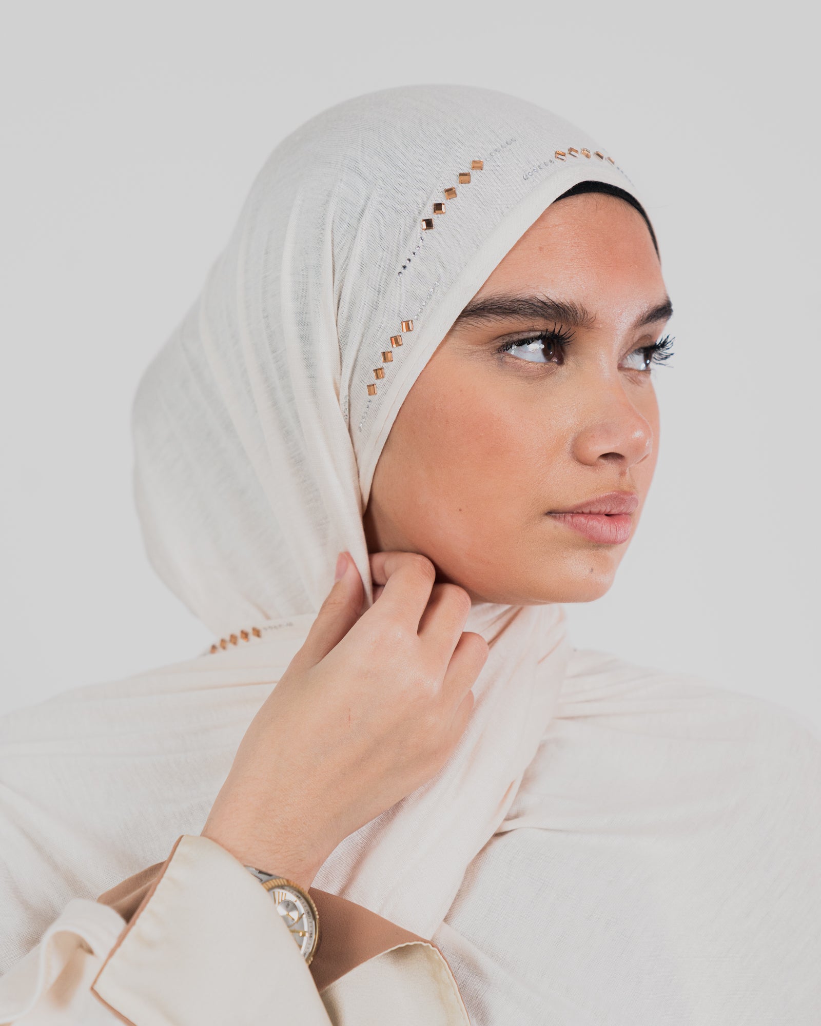 Hijab jersey à strass