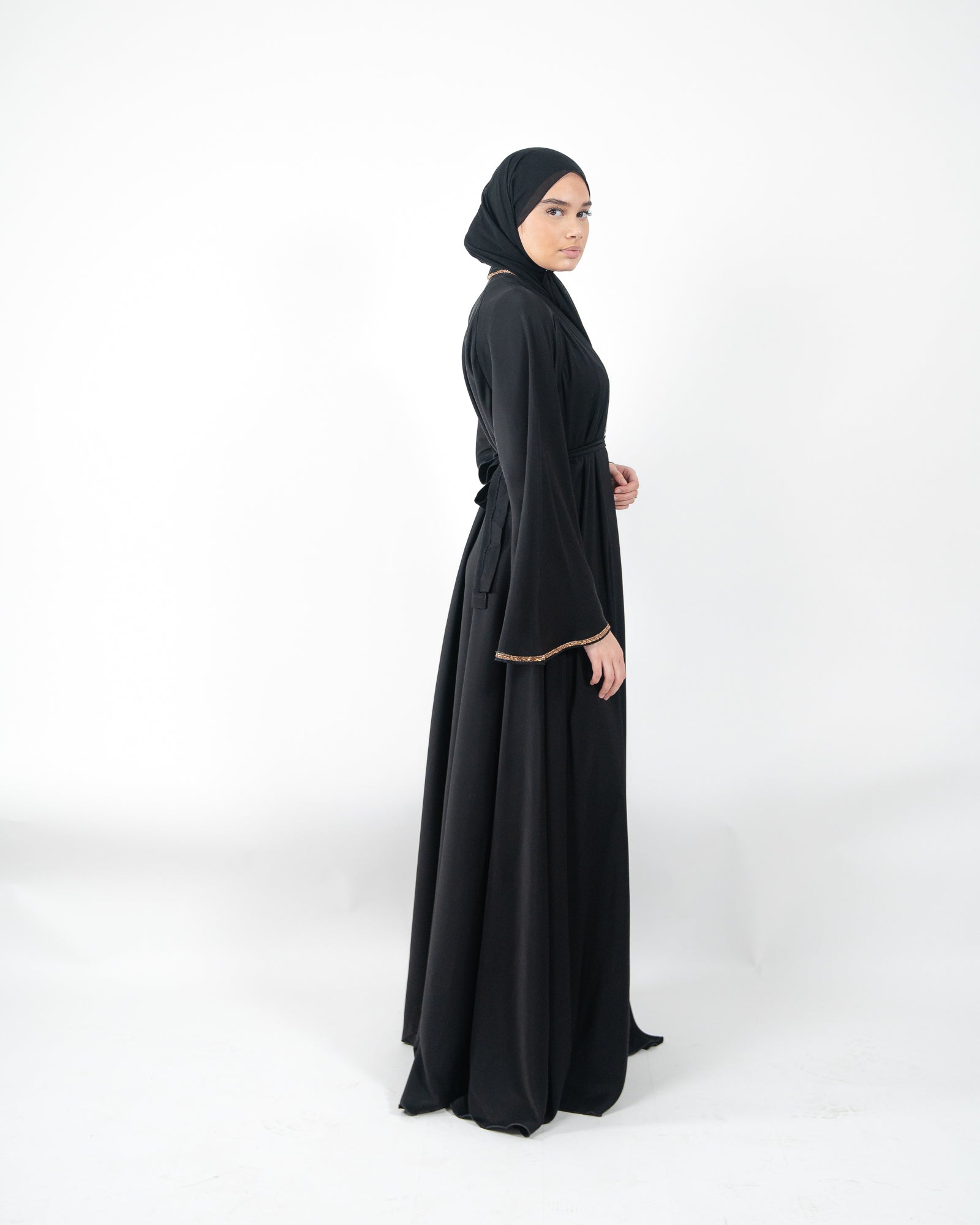 Abaya de Dubaï avec strass sur le long