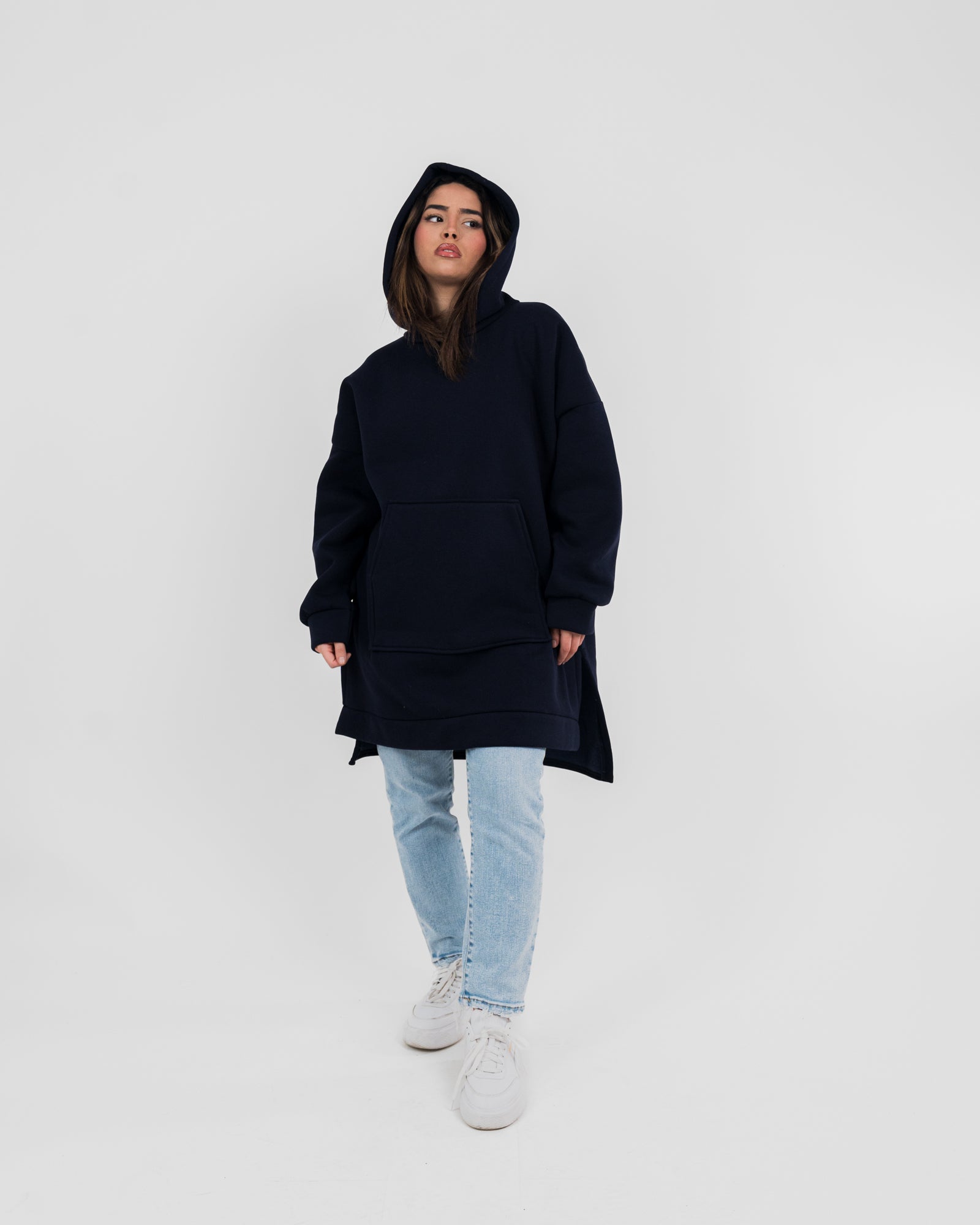 Sweat capuche long oversize