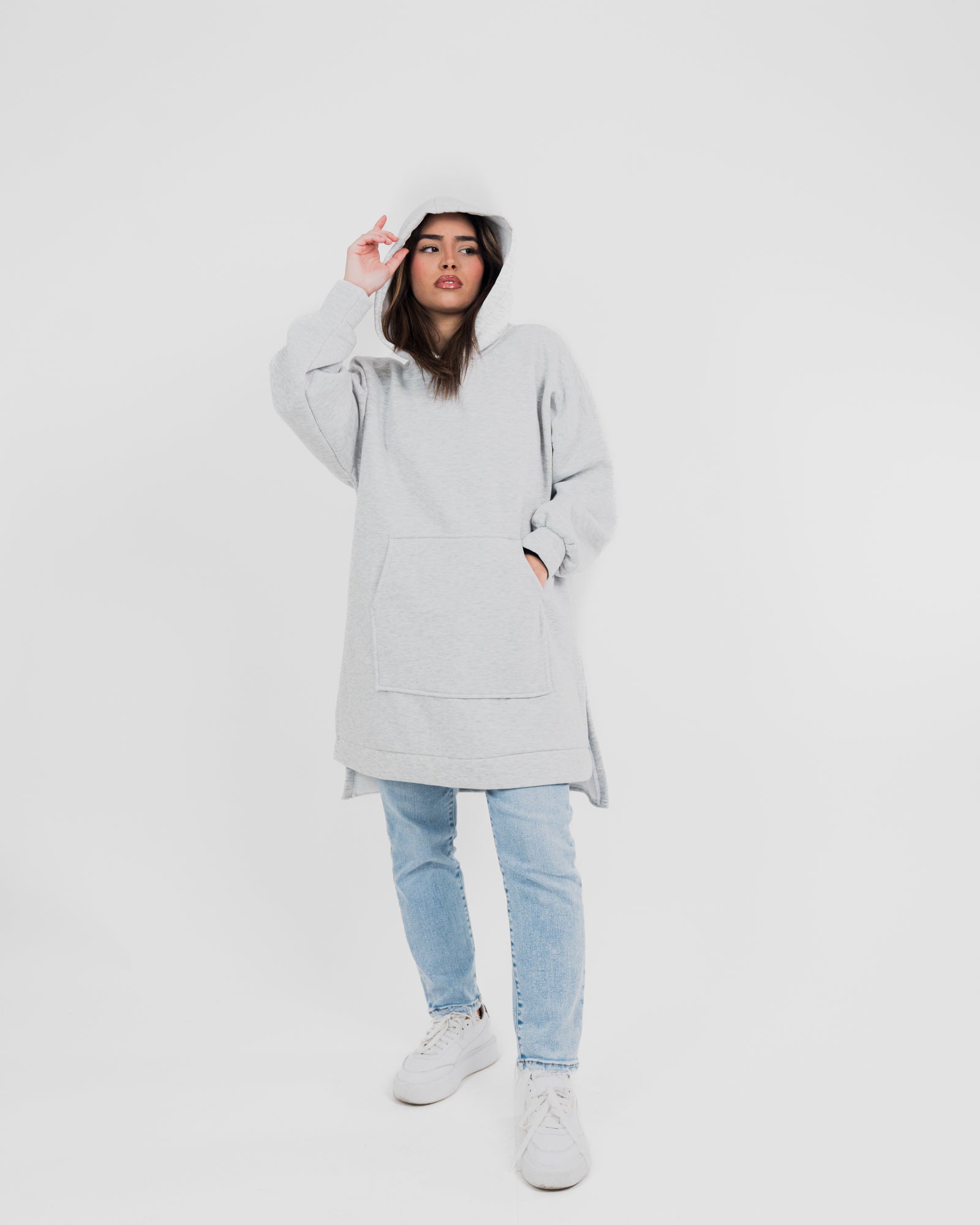 Sweat capuche long oversize
