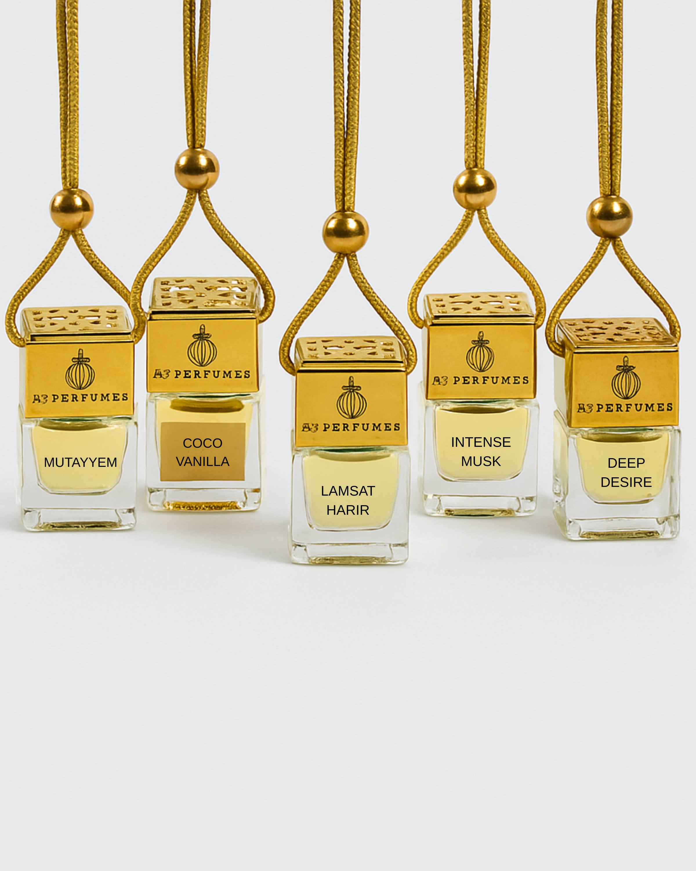 Pack de 5 parfums de voiture de la marque My Perfumes. Lot de 5 x 5ml.