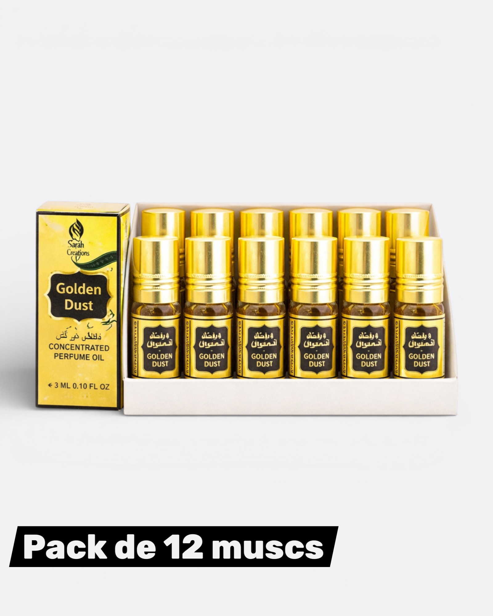 Pack de 12 musc Golden Dust - Sarah Créations 3 ml