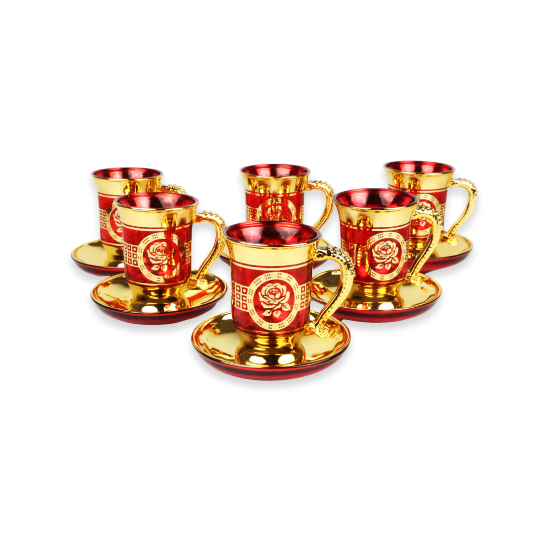 Service à thé ou café coloré et floral