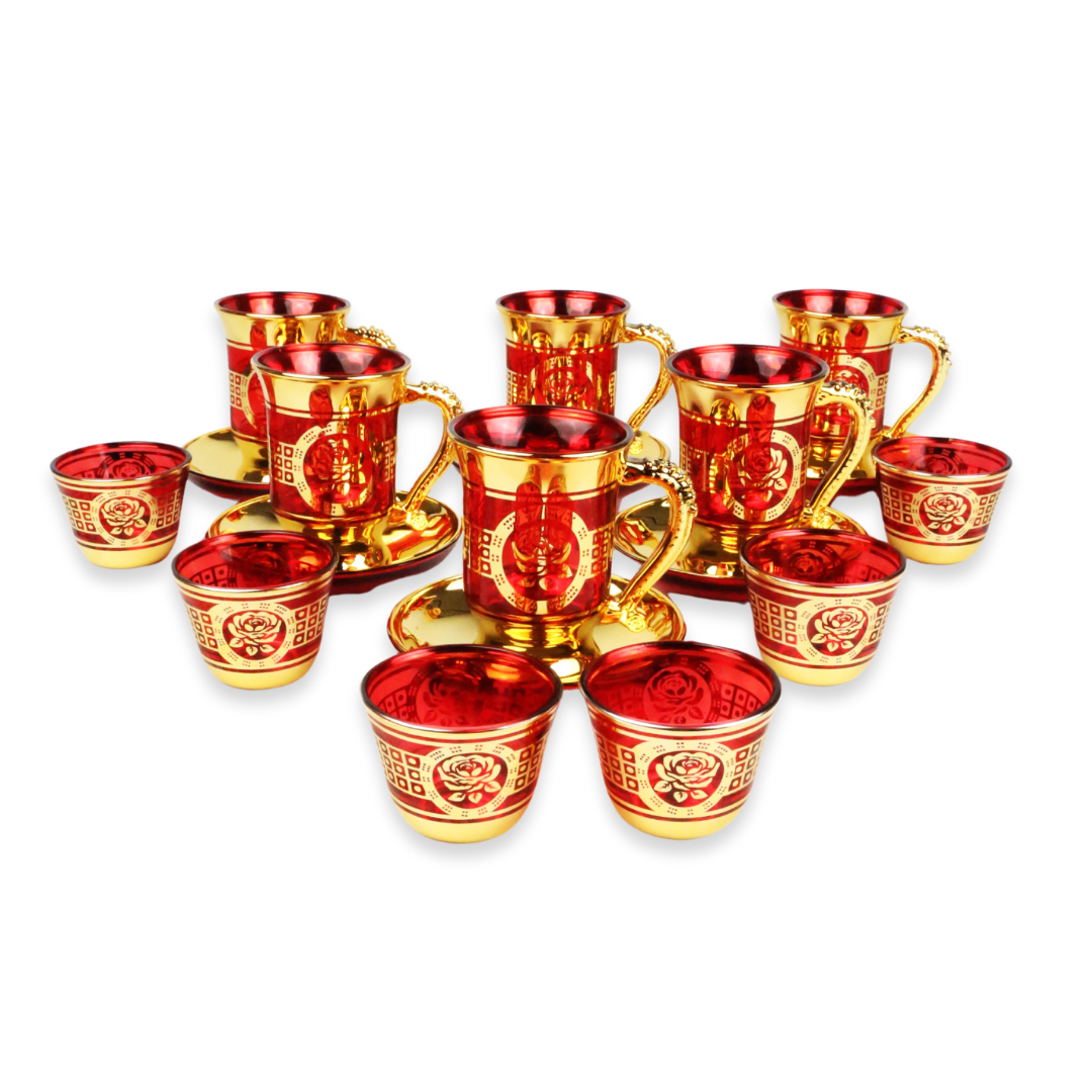 Service à thé ou café coloré et floral