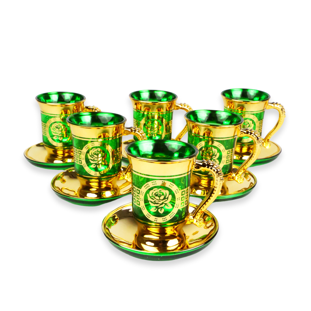 Service à thé ou café coloré et floral