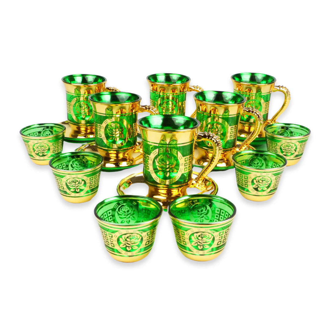 Service à thé ou café coloré et floral