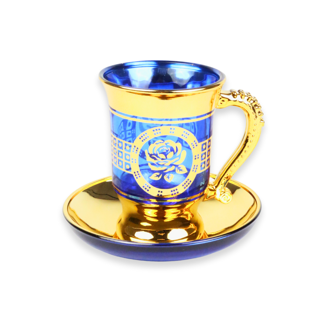 Service à thé ou café coloré et floral