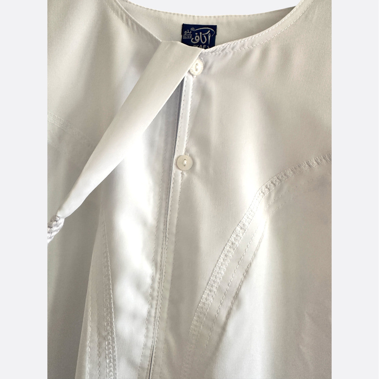 Qamis Ikaf blanc tresse
