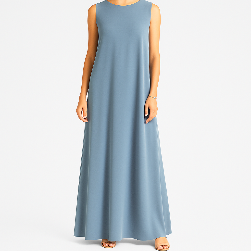 Robe Liwa sans manche premium bleu – élégante, fluide et confortable