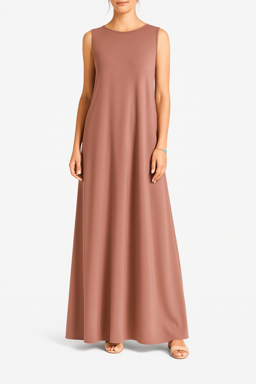 Robe Liwa sans manche premium vieux rose – élégante, fluide et confortable