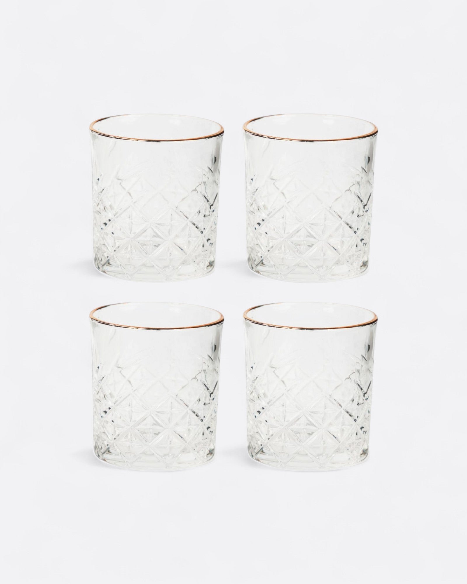 Lot de 4 petits verres cocktail à relief - bordure doré