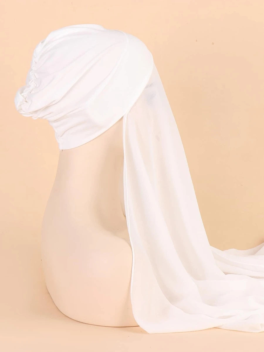 Hijab mousseline avec bonnet à nouer