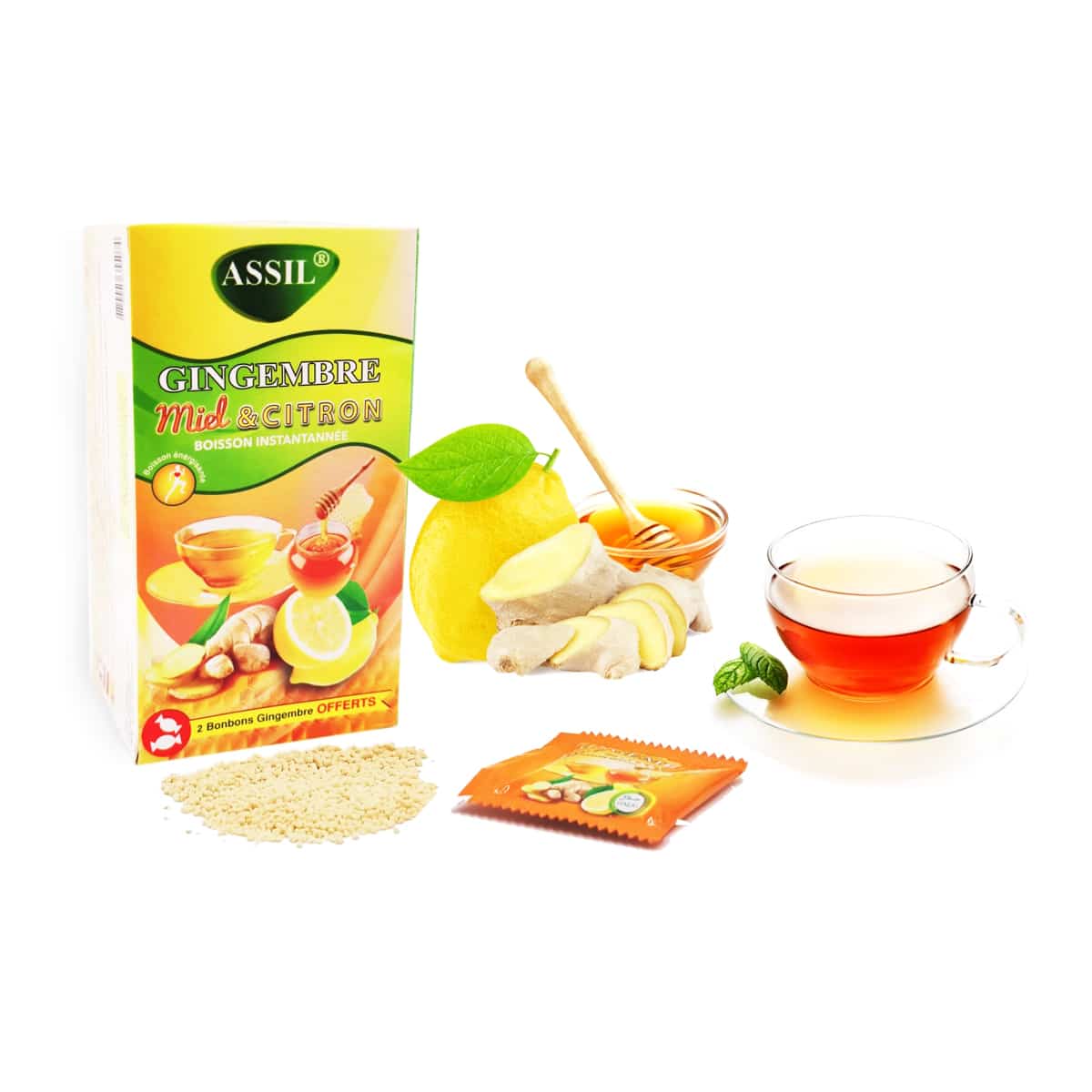 Tisane/boisson instantanée au Gingembre,Miel et Citron – produit proposé sur Souk Dubaï