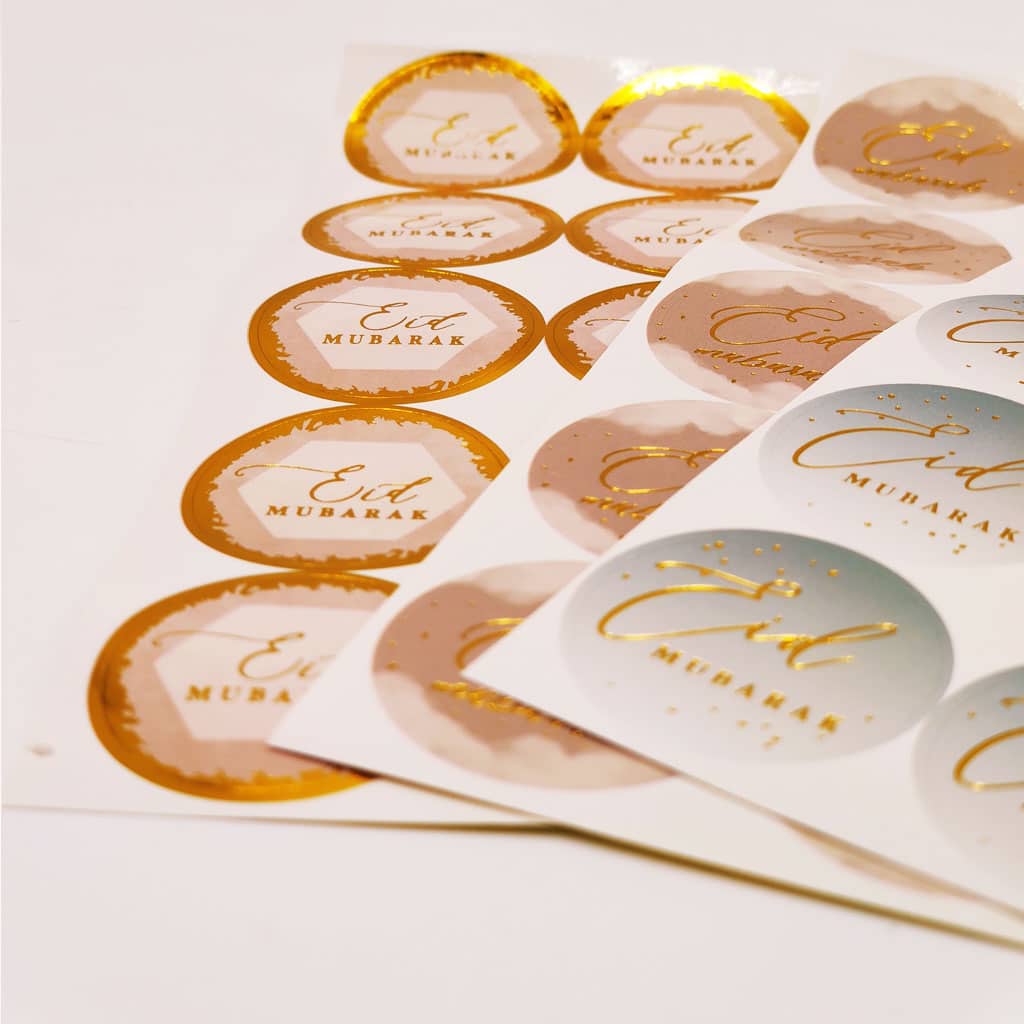 Stickers - Lot de 10 autocollants - Eid Mubarak - Différentes Couleurs