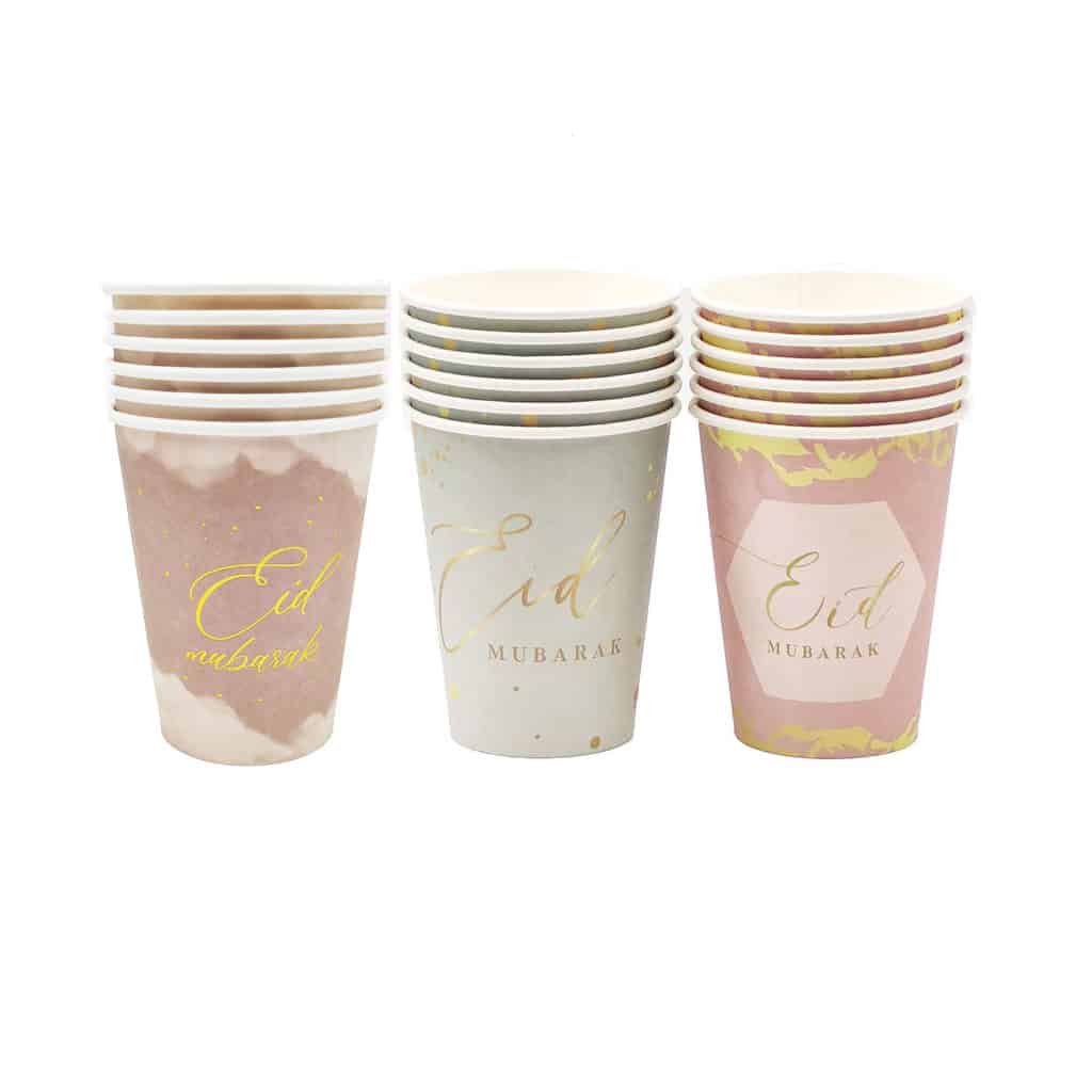 Cups - Set of 6 pcs - Eid Mubarak - Different Colors