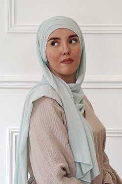 Chiffon hijab with 3-band slip-on cup