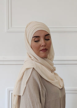 Chiffon hijab with 3-band slip-on cup