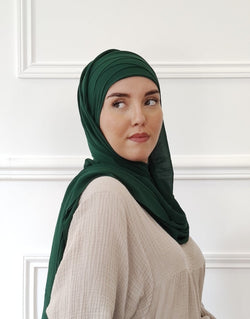 Chiffon hijab with 3-band slip-on cup