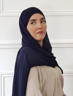 Chiffon hijab with 3-band slip-on cup