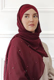Hijab mousseline à perle avec bonnet intégré