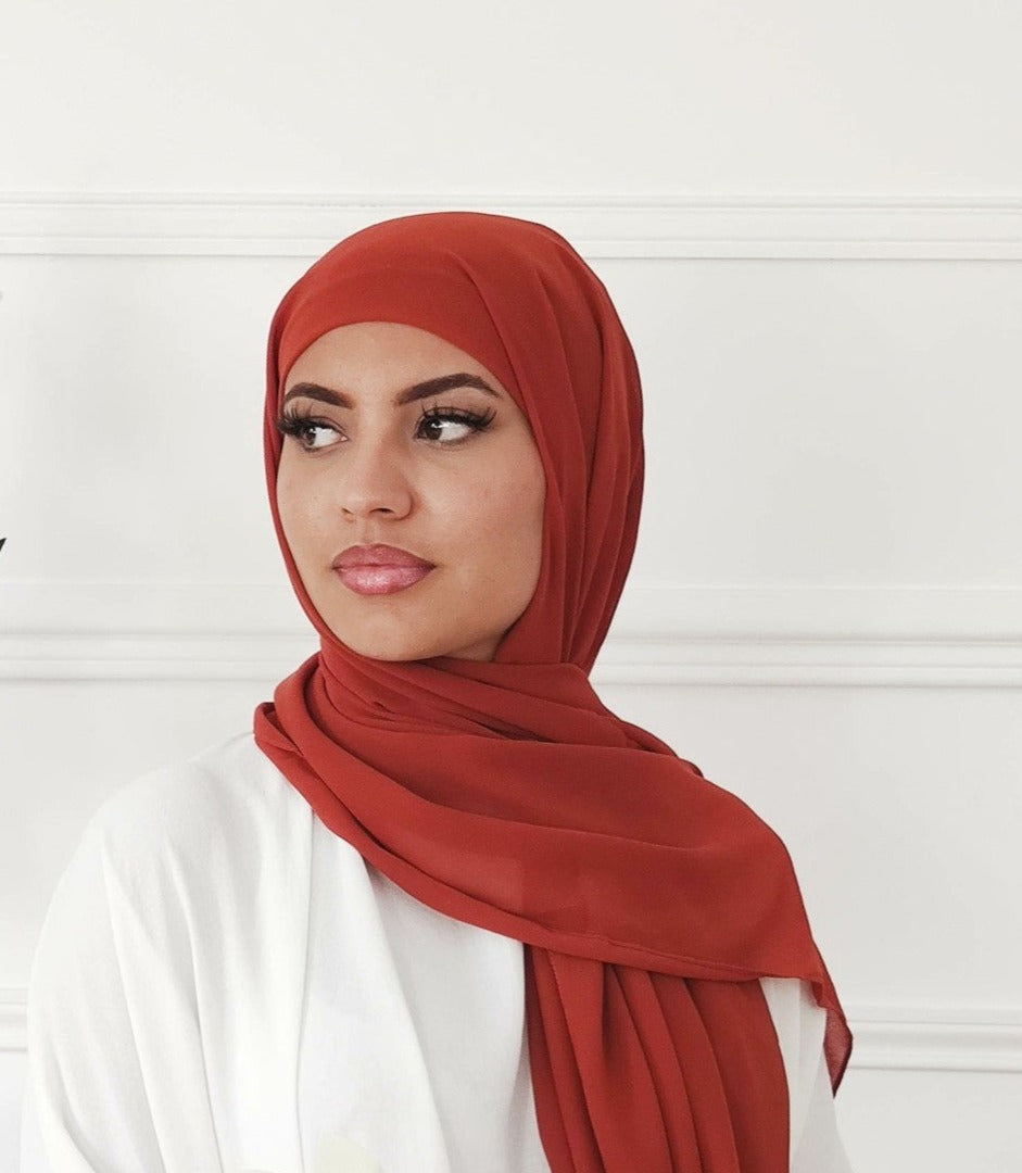 Hijab mousseline avec bonnet à nouer