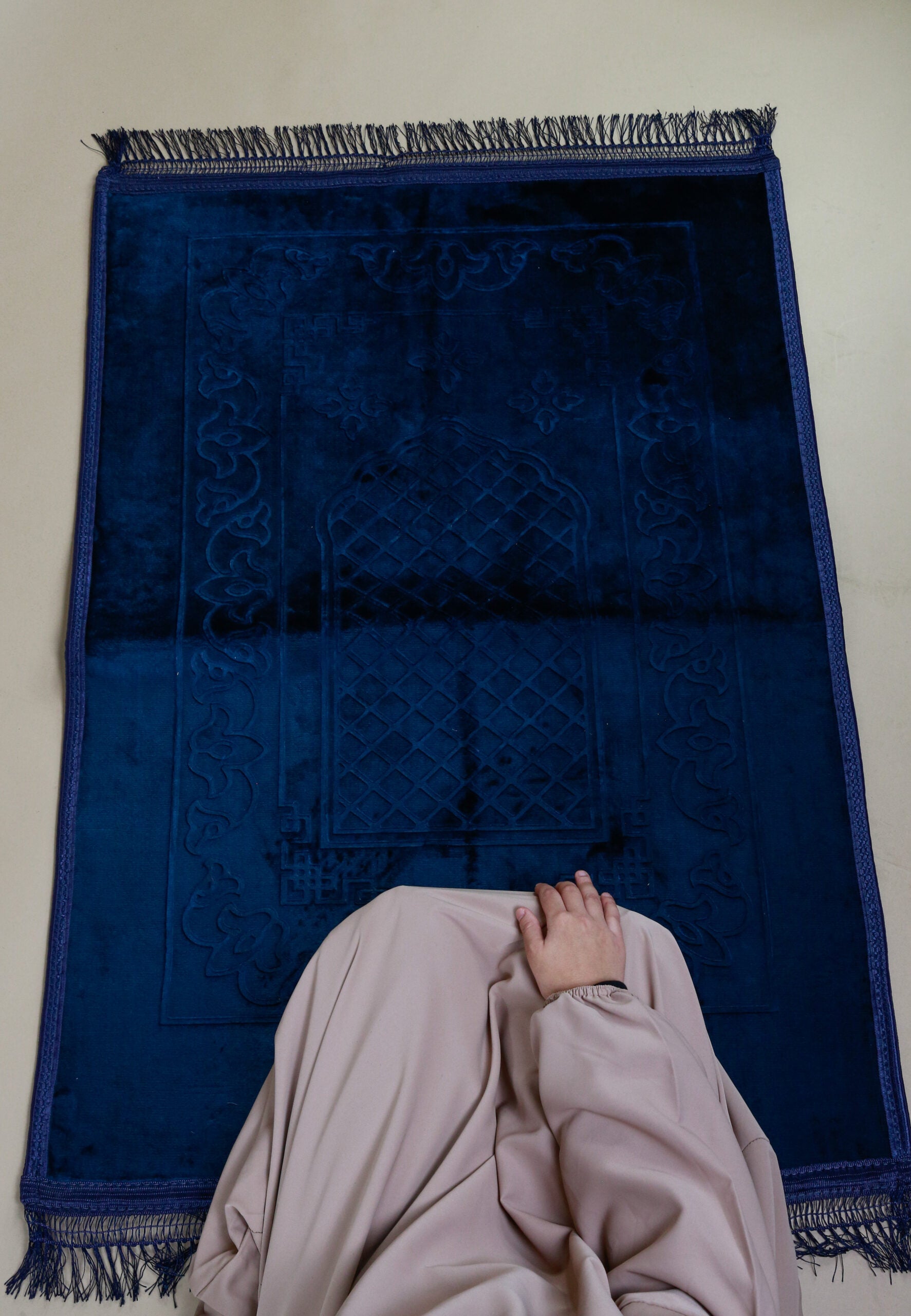 Tapis de prière musulmane en coton épais avec motifs imprimés, 80 x 120 cm  (rouge)