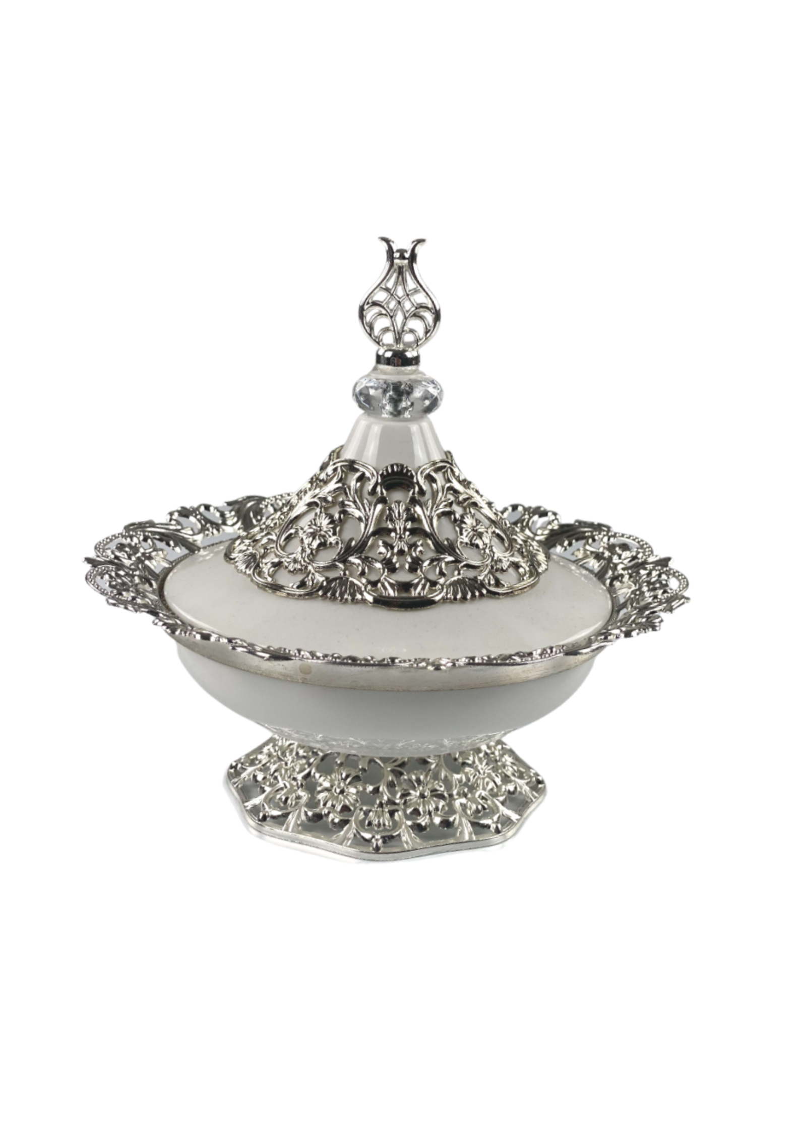 Décoration Tajine Porcelaine argentée – produit proposé sur Souk Dubaï