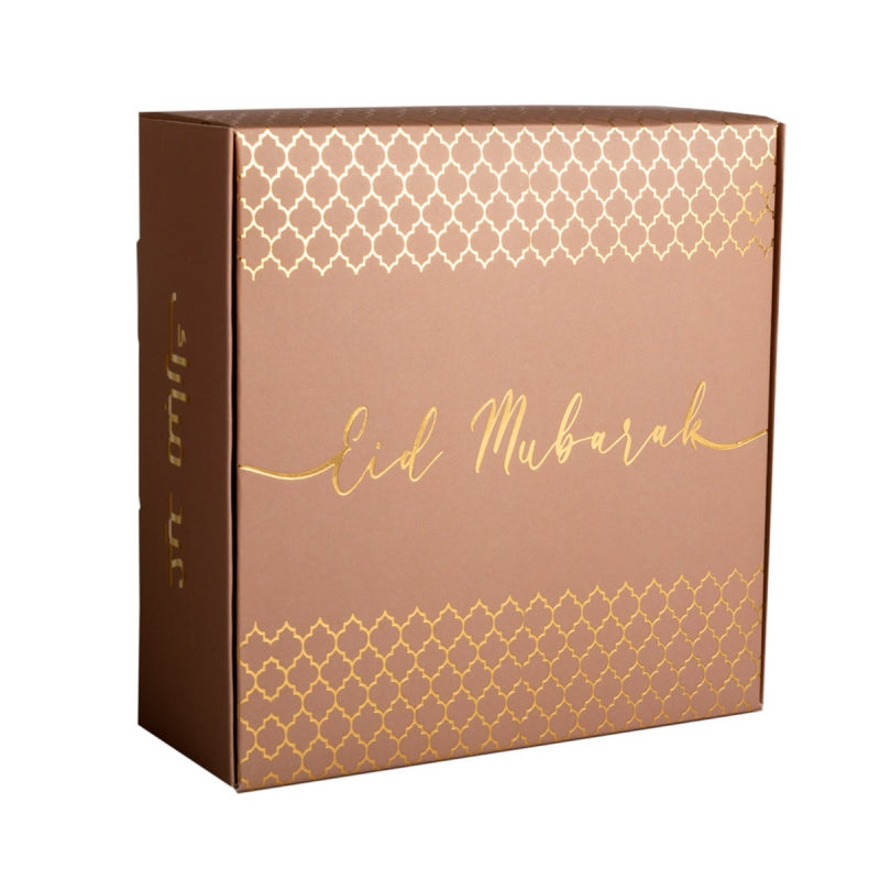 Boîte carré marron et or - Eid Mubarak – produit proposé sur Souk Dubaï